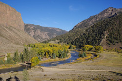 The Rio Grande River at Wagon Wheel Gap between South Fork and Creede along the Silver Thread Scenic & Historic Byway (photo by Bob Seago) The Rio Grande River at Wagon Wheel Gap between South Fork and Creede along the Silver Thread Scenic & Historic Byway (photo by Bob Seago)